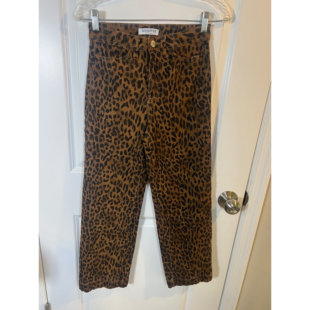 luvamia Womens Jeans Leopard‎ Print Brown XS